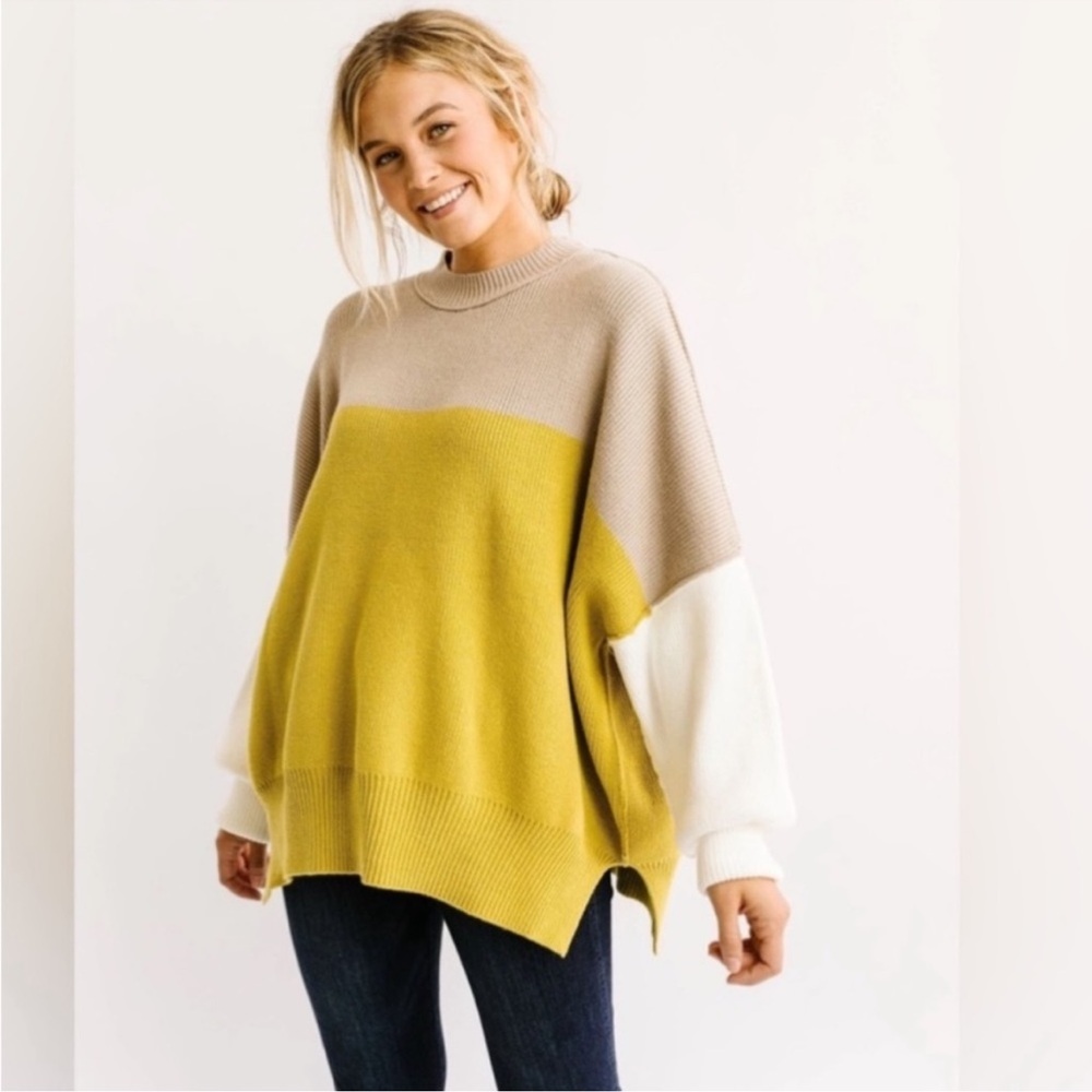 Free People Easy Stree Lime Combo Sweater Size XS